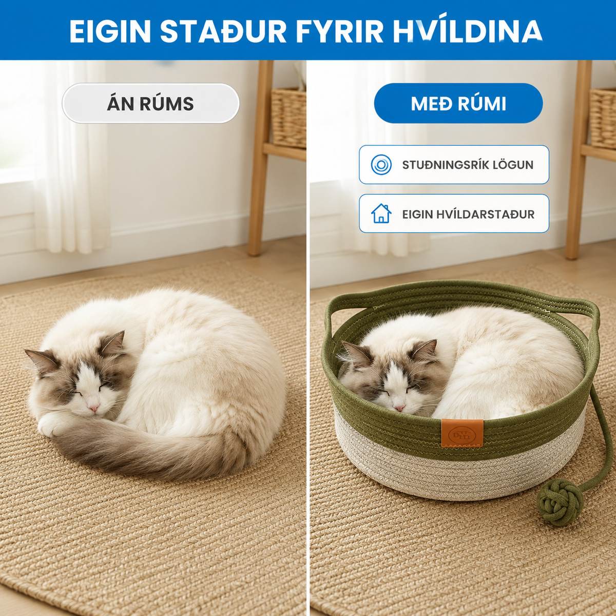 Handofin Bómullar Snúrukörfa Fyrir Kött