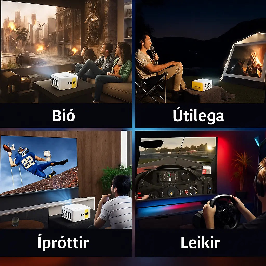 Mini Skjávarpi Þráðlaus Háskerpu – Flytjanlegt Heimabíó hvar sem er Snjall Tæki