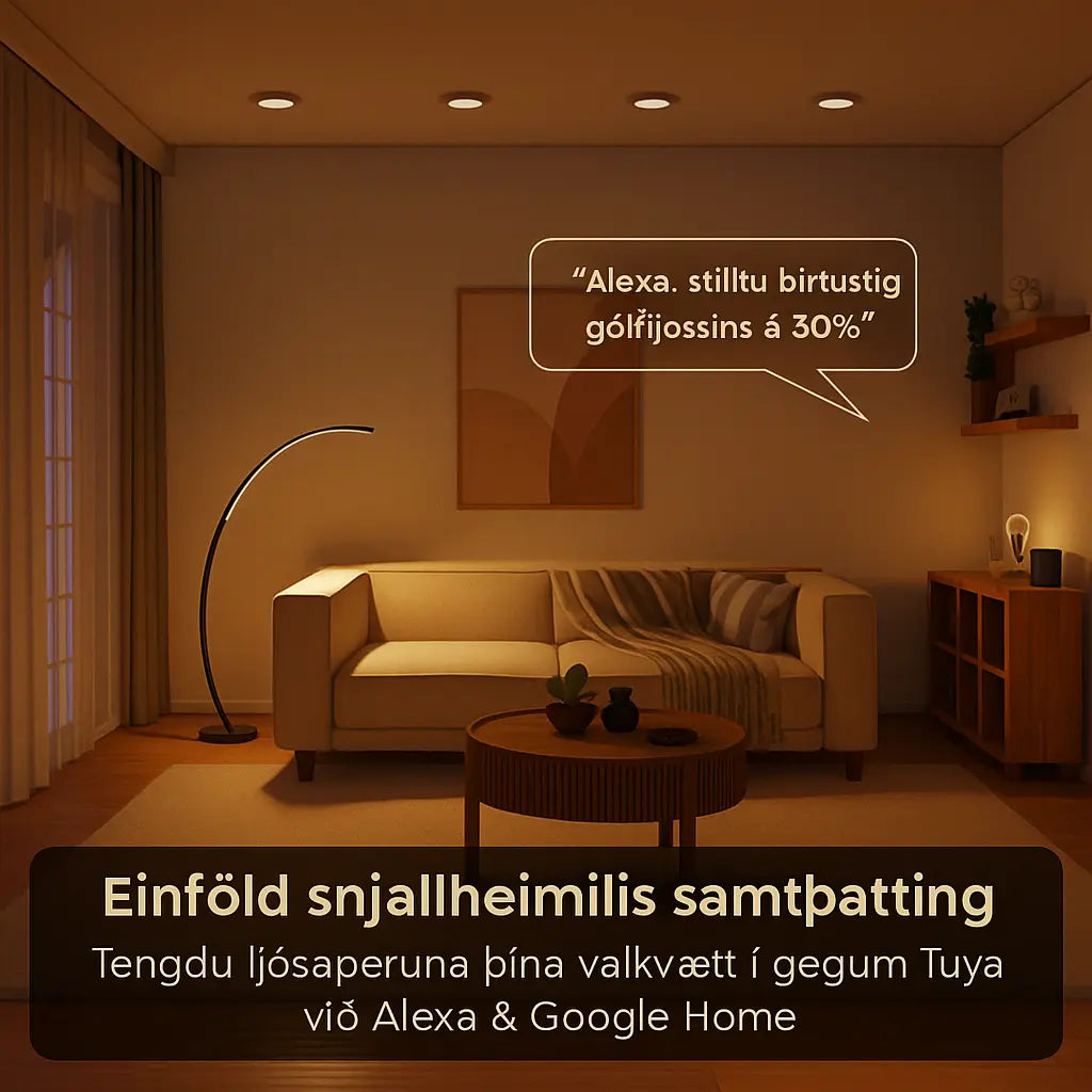 LED bogagólflampi fyrir stofu – dimmranlegur með fjarstýringu og snjallheimilis samþættingu Snjall Tæki