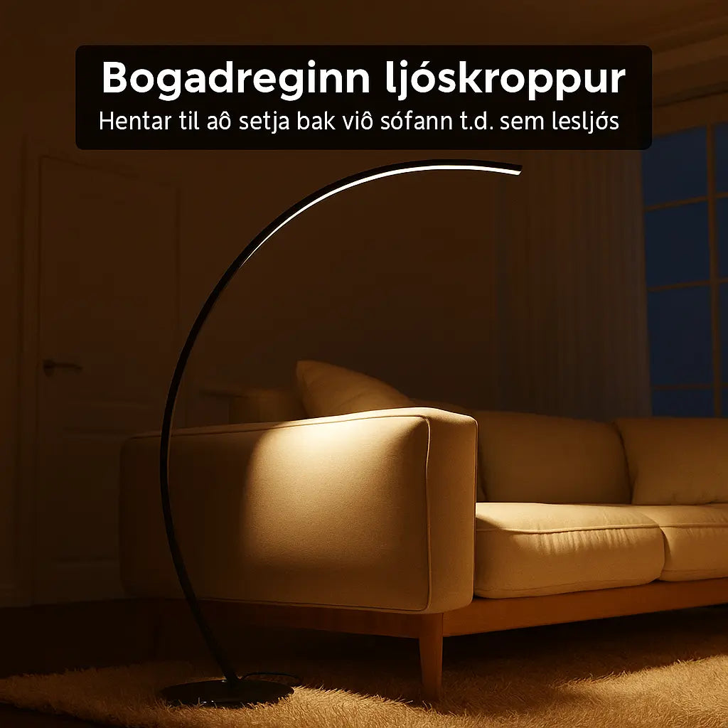 LED bogagólflampi fyrir stofu – dimmranlegur með fjarstýringu og snjallheimilis samþættingu Snjall Tæki