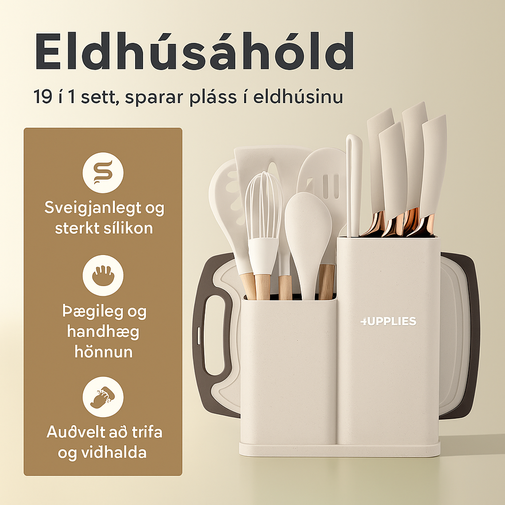 Sett af Eldhúsáhöldum úr Hitaþolnu Efni – Endingargóð Verkfæri fyrir Daglega Matargerð ( forsala 5-15 virkir dagar )