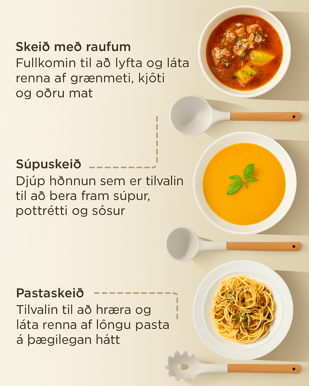 Sett af Eldhúsáhöldum úr Hitaþolnu Efni – Endingargóð Verkfæri fyrir Daglega Matargerð ( forsala 5-15 virkir dagar )