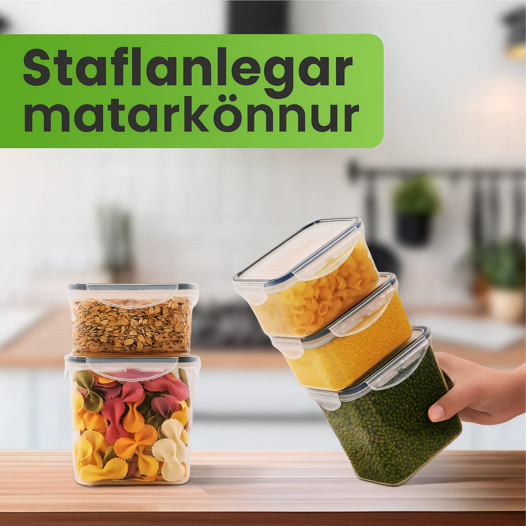 8 stk Loftþétt Geymslubox fyrir Mat – Endurnýtanleg og Staflanleg ísskáps- og Eldhúsílát ( forsala 5-15 virkir dagar )