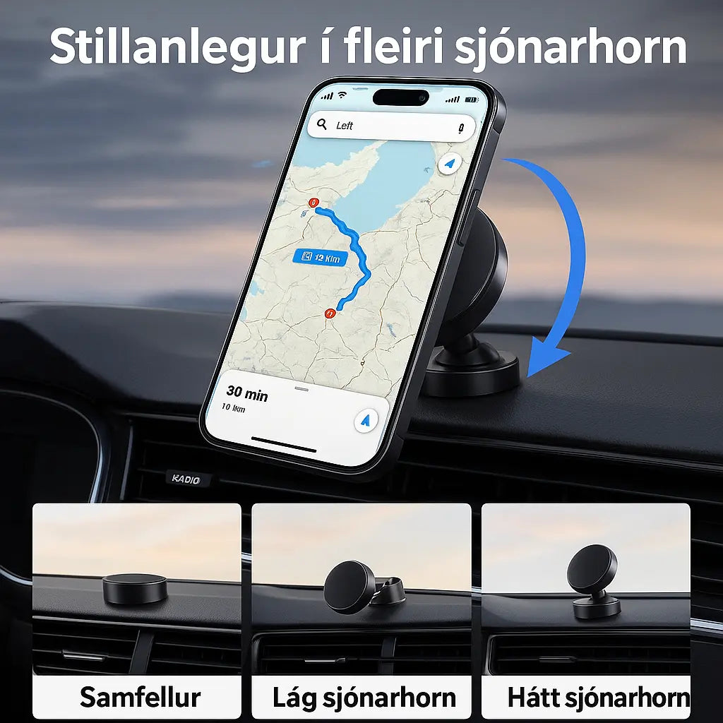 Sterkur Segulsímahaldari í Bíl – Fullkomið Grip Fyrir Snjallsíma Snjall Tæki