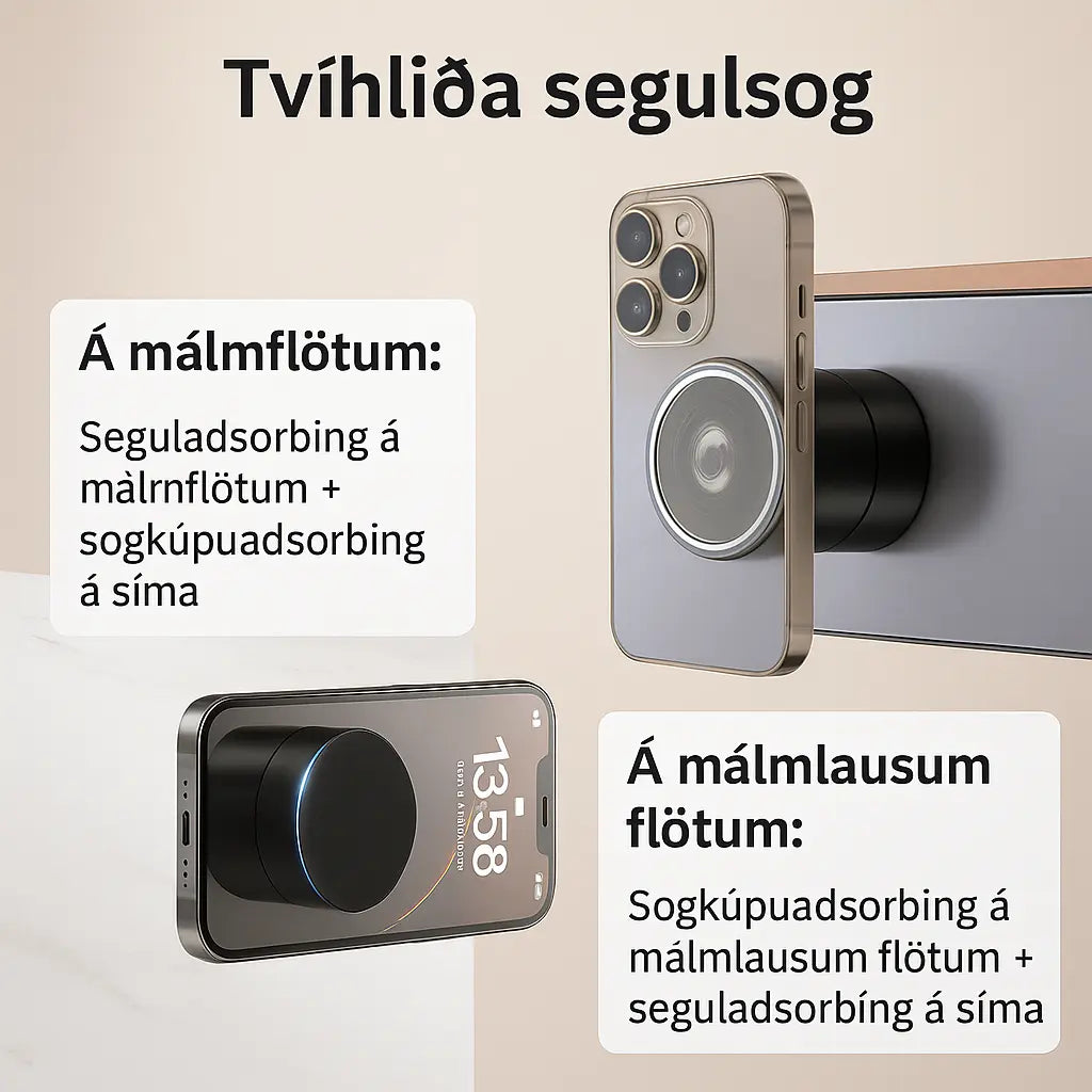 Sterkur Segulsímahaldari í Bíl – Fullkomið Grip Fyrir Snjallsíma Snjall Tæki