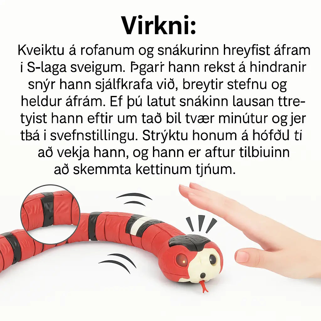 Ormformað Sjálfvirkt Kattaleikfang – Hreyfanlegt og Örvar Leikgleði Katta Snjall Tæki