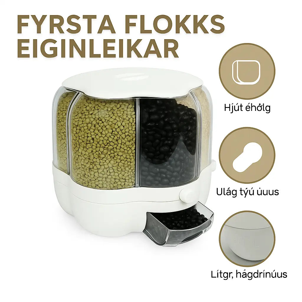 Snúningskassi með Hólfa Skipulagi – Rúmgóður og Snúanlegur Geymslubox fyrir Snyrtivörur og Smáhluti Snjall Tæki