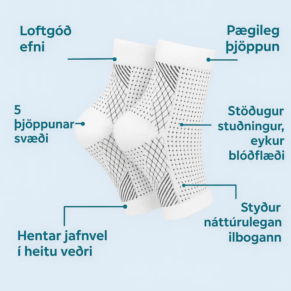 Þrýstingssokkar 360° – Léttir Iljahimnubólgu & Taugaverki – Bætir Blóðflæði Snjall Tæki