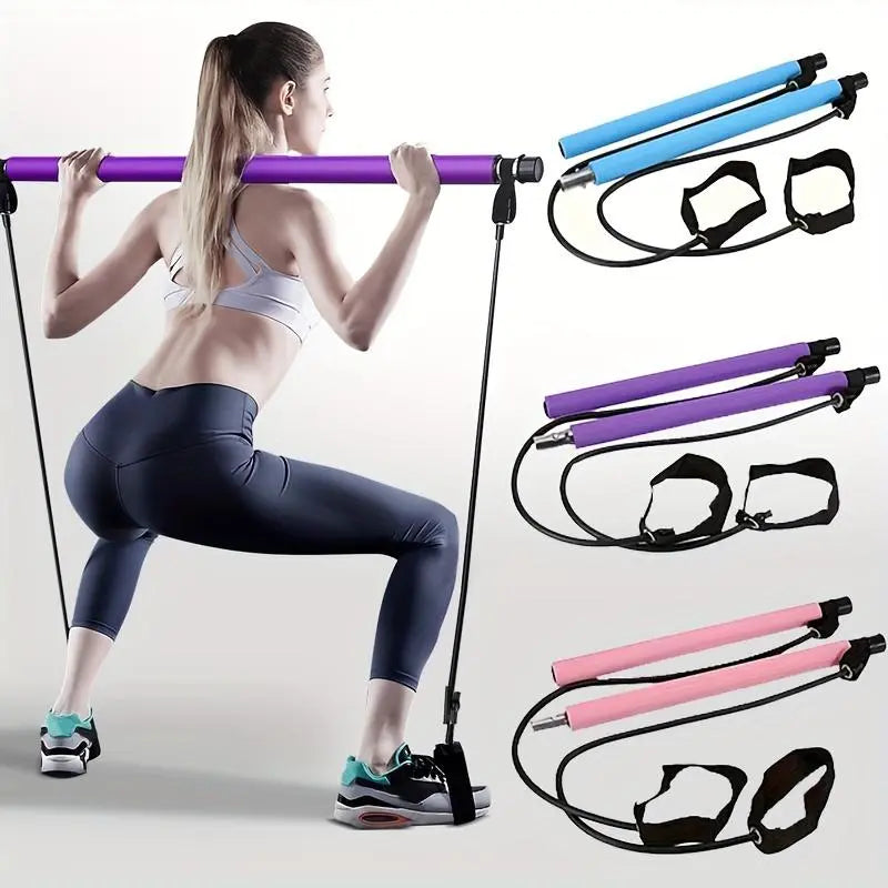 Pilates Stöng með Þolbandi – Alhliða Æfingatæki fyrir Heimanámskeið og Vöðvastyrkingu Snjall Tæki