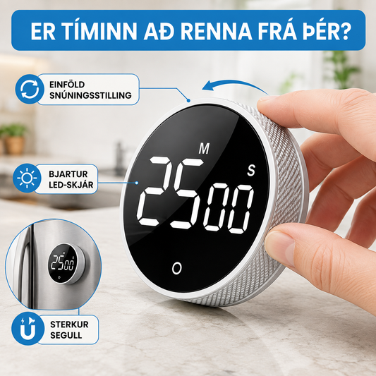 Snjall stafrænn Segul-Tímamælir með LED skjá