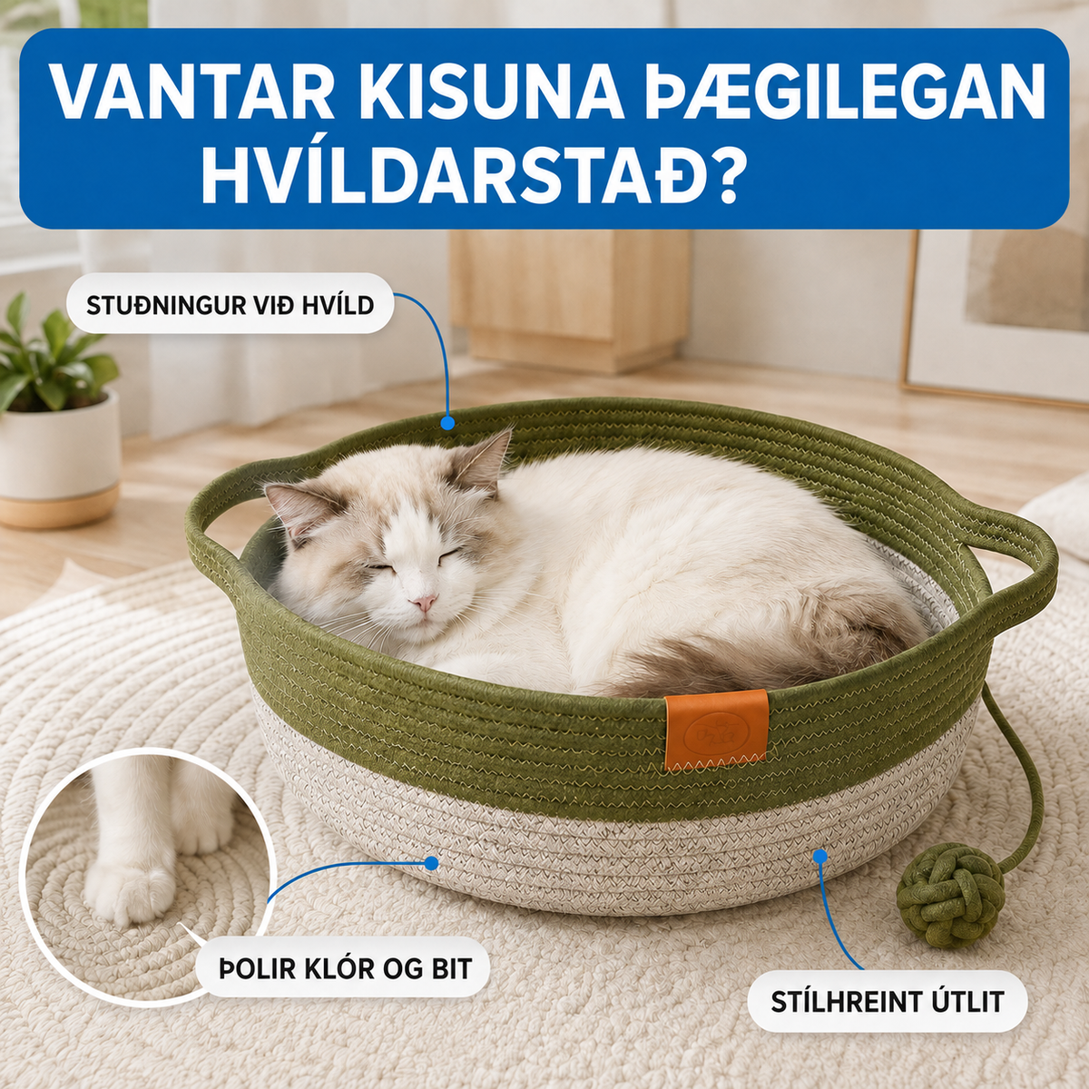 Handofin Bómullar Snúrukörfa Fyrir Kött