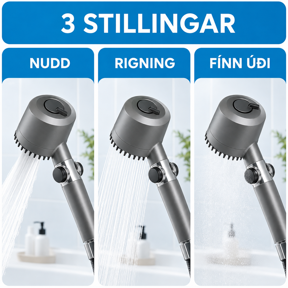 4 í 1 Síaður Sturtuhaus