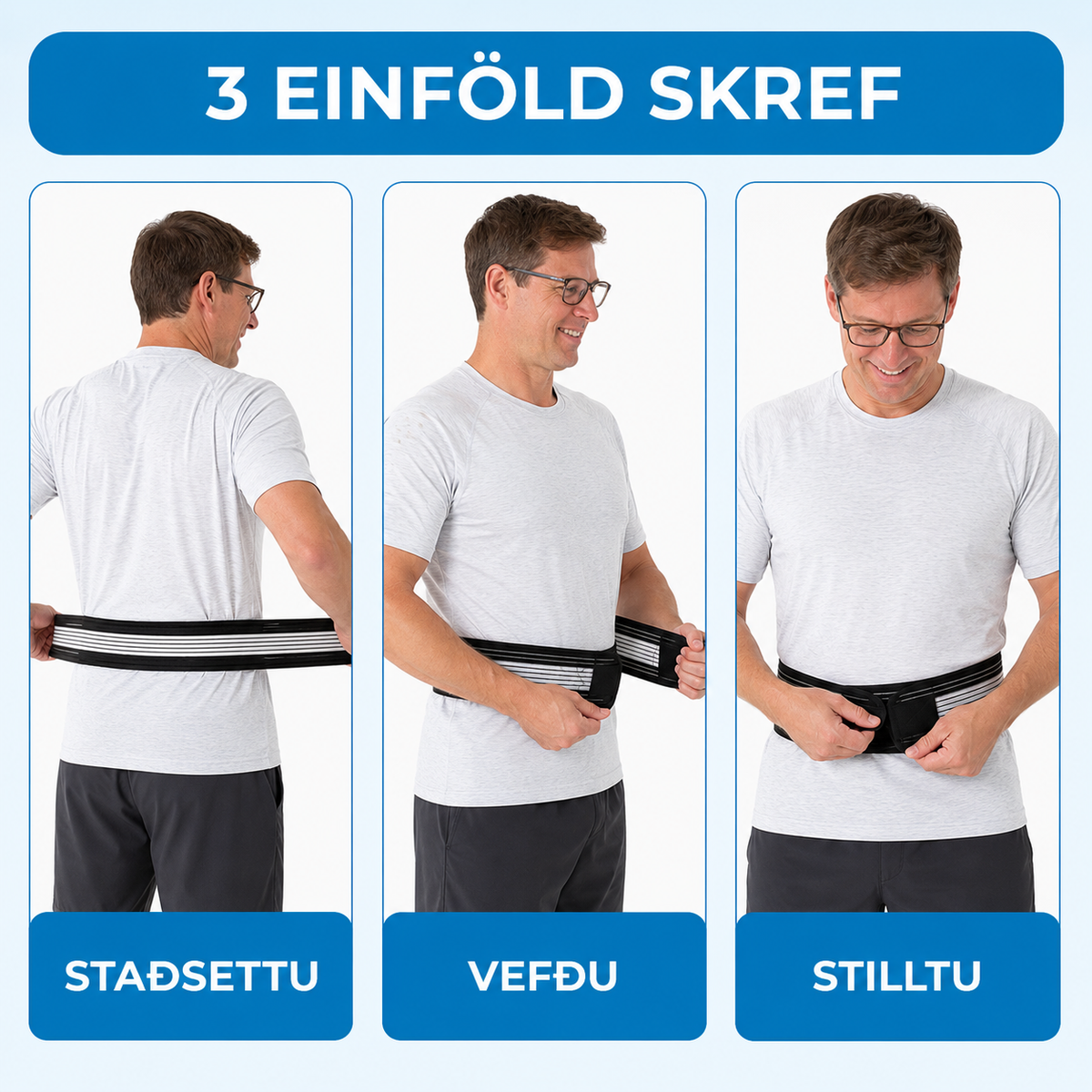Stillanlegt stuðningsbelti fyrir bak og mjaðmir