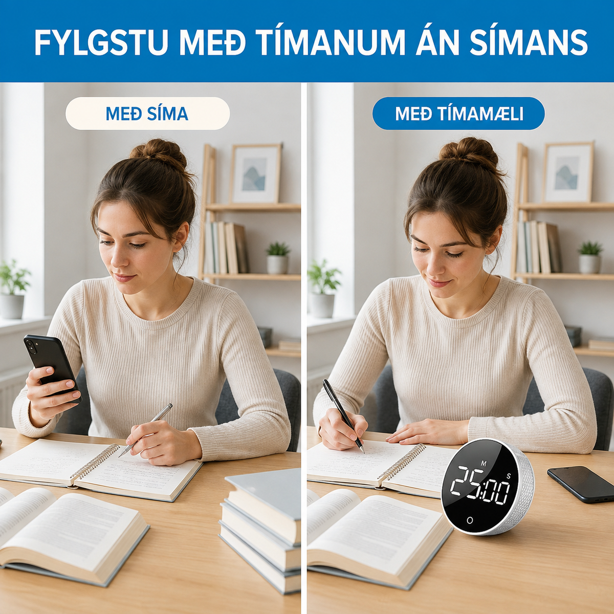 Snjall stafrænn Segul-Tímamælir með LED skjá