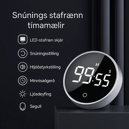 Snjall stafrænn segul-tímamælir með LED skjá – nákvæm niðurtalning fyrir daglega notkun Snjall Tæki