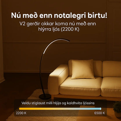 LED bogagólflampi fyrir stofu – dimmranlegur með fjarstýringu og snjallheimilis samþættingu Snjall Tæki