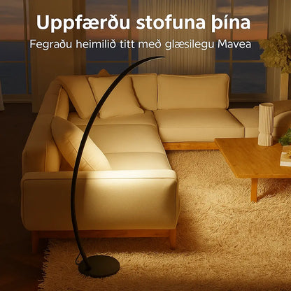 LED bogagólflampi fyrir stofu – dimmranlegur með fjarstýringu og snjallheimilis samþættingu Snjall Tæki
