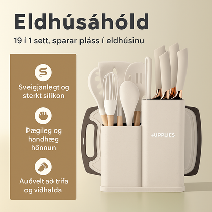 Sett af Eldhúsáhöldum úr Hitaþolnu Efni – Endingargóð Verkfæri fyrir Daglega Matargerð  ( forsala 5-15 virkir dagar )