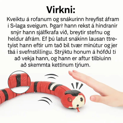 Ormformað Sjálfvirkt Kattaleikfang – Hreyfanlegt og Örvar Leikgleði Katta Snjall Tæki