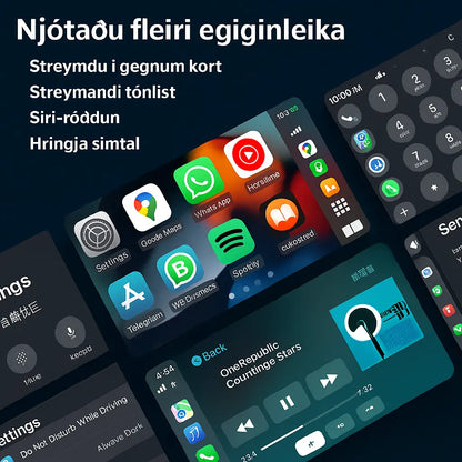 Þráðlaus CarPlay USB A/C Tengibúnaður – Fljótleg og Auðveld Tenging í Bílnum Snjall Tæki
