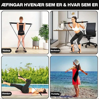 Pilates Stöng með Þolbandi – Alhliða Æfingatæki fyrir Heimanámskeið og Vöðvastyrkingu Snjall Tæki