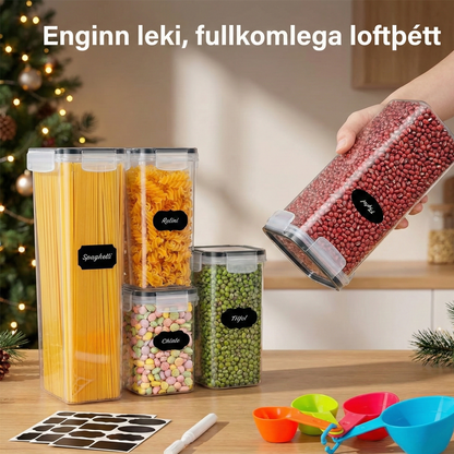 8 stk Loftþétt Geymslubox fyrir Mat – Endurnýtanleg og Staflanleg ísskáps- og Eldhúsílát