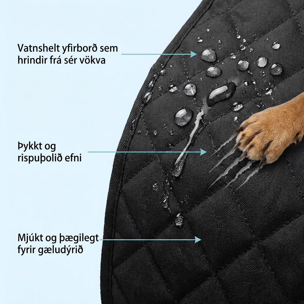 Vatnsheld Bílsætis Hlíf fyrir Hunda – Endingargóð Vörn með Hálkuvörn og Þægilegum Púðum