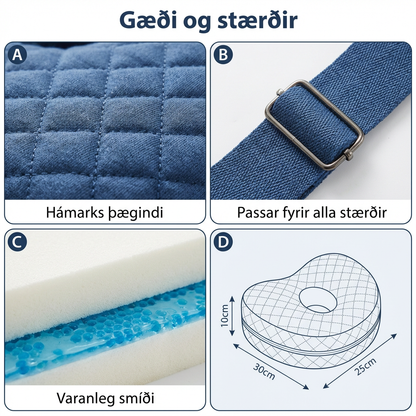 Ergónómískur Stuðningspúði - Fyrir betri setstöðu og þægindi