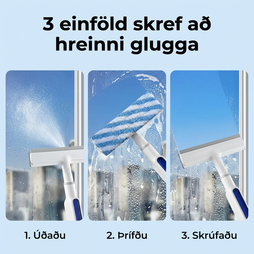 Gluggahreinsa Með Úða ( stækkanlegt í 145 cm )