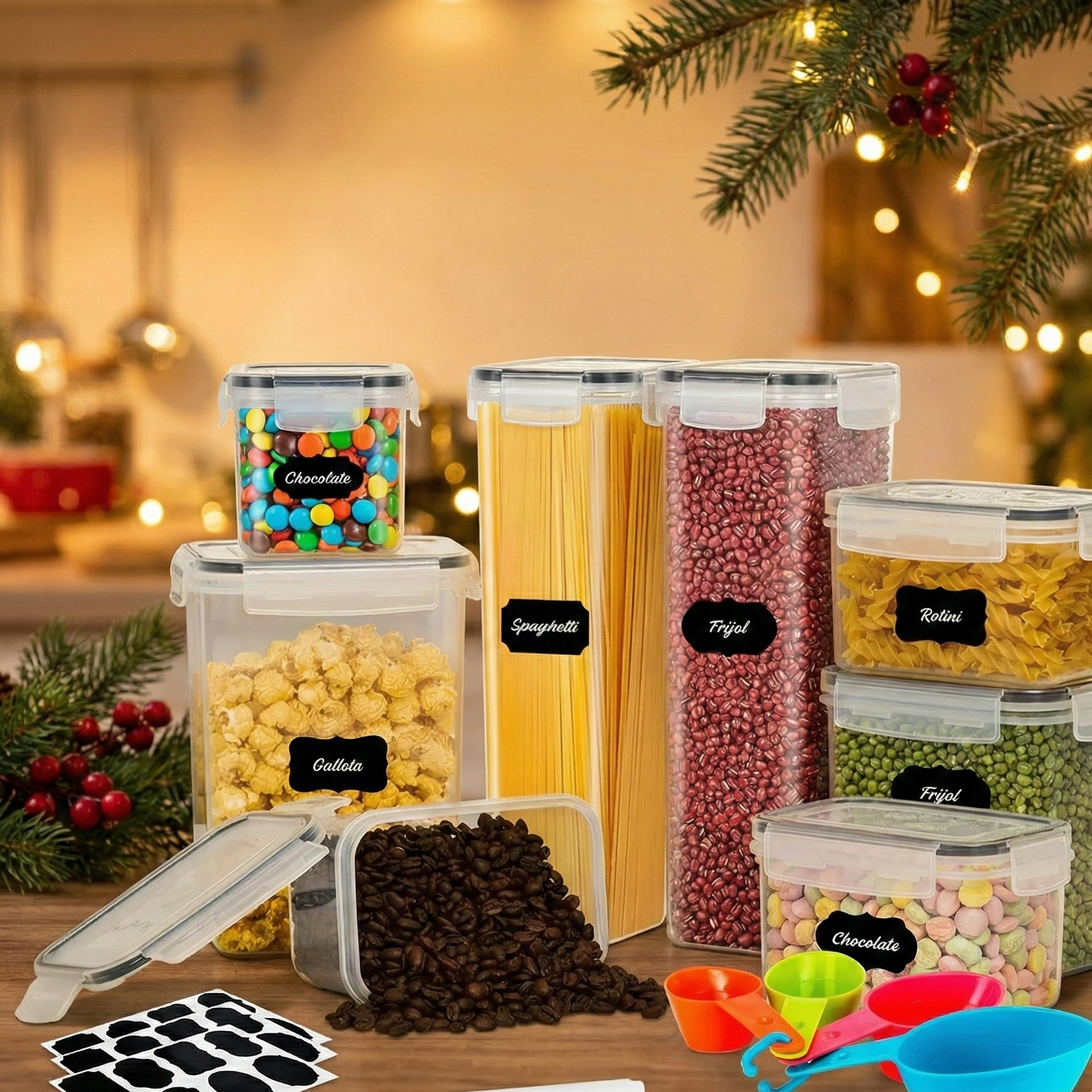 8 stk Loftþétt Geymslubox fyrir Mat – Endurnýtanleg og Staflanleg ísskáps- og Eldhúsílát