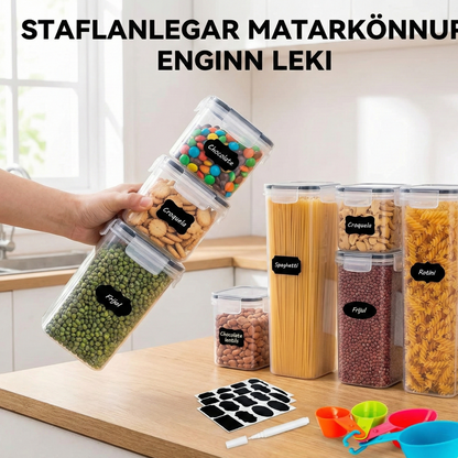 8 stk Loftþétt Geymslubox fyrir Mat – Endurnýtanleg og Staflanleg ísskáps- og Eldhúsílát